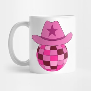 Pink Cowgirl Hat On Disco Ball Mug